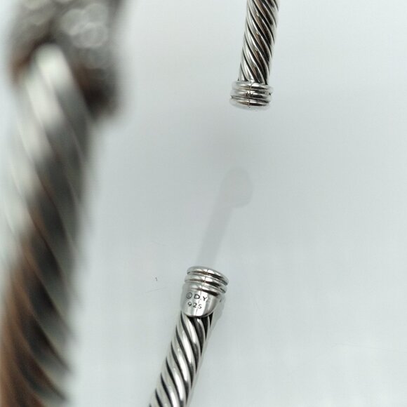 David Yurman Sterling Silver 4mm Cable Bracelet with Diamonds - Picture 5 of 5